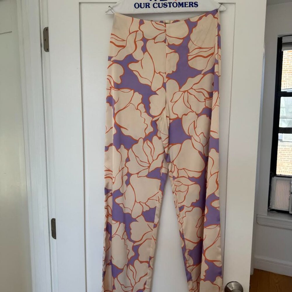 Alexis Willows Printed Wide-Leg Pants, Size M